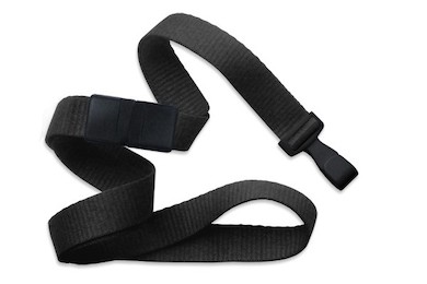 5/8" Black Flat Ribbed Lanyard w/ Break-Away & Plastic Hook
