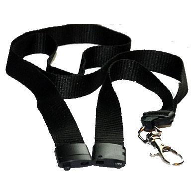 5/8'' Black MicroWeave Lanyard with Safety Breakaway. Metal Trigger Snap Swivel Hook