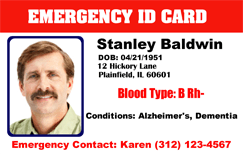 Emergency ID card, medical data, red. Emergency ID card, medical data, red.