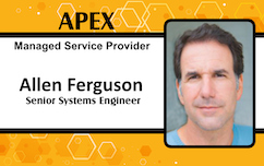 Template ID card for APEX Managed Service Provider, features a man's photo on an orange hexagon background, with clear overlay option and durable PVC; wear resistant Template ID card for APEX Managed Service Provider, features a man's photo on an orange hexagon background, with clear overlay option and durable PVC; wear resistant