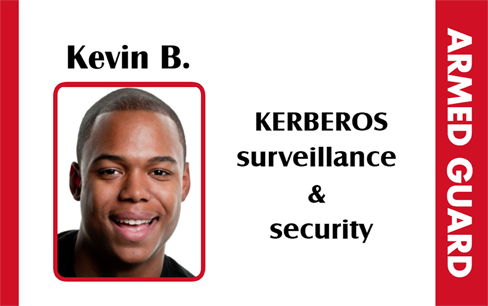 Template ID card featuring ID badge design with photo, company logo, and ARMED GUARD label on a red bar. Wear resistant, waterproof, 40mil thick option, durable PVC Template ID card featuring ID badge design with photo, company logo, and ARMED GUARD label on a red bar. Wear resistant, waterproof, 40mil thick option, durable PVC