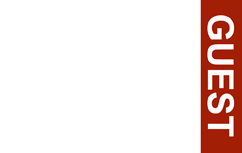 A template ID card with a vertical red bar on the right and "GUEST" in bold white letters, plain white background; wear resistant durable PVC, clear overlay option A template ID card with a vertical red bar on the right and "GUEST" in bold white letters, plain white background; wear resistant durable PVC, clear overlay option