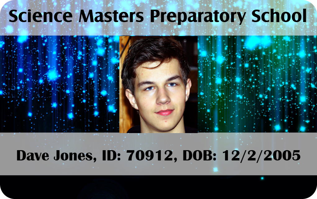 Template ID card for Science Masters Preparatory School featuring photo, student info, and clear overlay option. Durable PVC, waterproof, and bend resistant Template ID card for Science Masters Preparatory School featuring photo, student info, and clear overlay option. Durable PVC, waterproof, and bend resistant