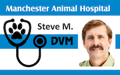 Template ID badge for Manchester Animal Hospital, featuring a paw print stethoscope, and a man with light brown hair and mustache. Waterproof, 40mil thick option, clear overlay option Template ID badge for Manchester Animal Hospital, featuring a paw print stethoscope, and a man with light brown hair and mustache. Waterproof, 40mil thick option, clear overlay option