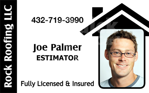 Template business card for Rock Roofing LLC styled as an ID badge, displays contact number, company credentials, estimator title and photo. Durable PVC, waterproof, 40mil thick option Template business card for Rock Roofing LLC styled as an ID badge, displays contact number, company credentials, estimator title and photo. Durable PVC, waterproof, 40mil thick option