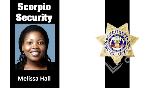 Security company ID card with gold badge Security company ID card with gold badge