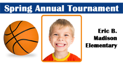 Template for ID card or ID badge features a basketball, a smiling young boy, and "Spring Annual Tournament with Madison Elementary"; waterproof, wear resistant Template for ID card or ID badge features a basketball, a smiling young boy, and "Spring Annual Tournament with Madison Elementary"; waterproof, wear resistant