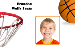 ID badge template featuring a smiling young boy in an orange shirt next to a basketball and hoop, text above reads "Team", waterproof, durable PVC, wear resistant ID badge template featuring a smiling young boy in an orange shirt next to a basketball and hoop, text above reads "Team", waterproof, durable PVC, wear resistant