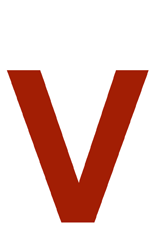 ID card template featuring a large, bold, uppercase letter V in dark red on a white background; wear resistant, 40mil thick option, and clear overlay option for added durability