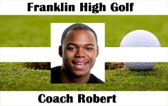 Template ID card features a smiling man between "Franklin High Golf" and "Coach Robert," with golf ball on grass; durable PVC, 40mil thick option, waterproof Template ID card features a smiling man between "Franklin High Golf" and "Coach Robert," with golf ball on grass; durable PVC, 40mil thick option, waterproof