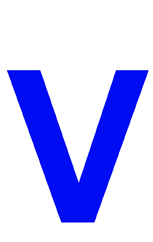 Template id card featuring a bold, uppercase V in bright blue centered on a white background. Durable PVC, 40mil thick option, wear resistant, waterproof