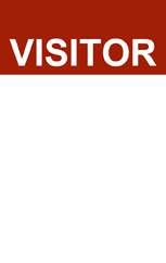 A template id badge featuring a red top section with “VISITOR” in bold white letters, a blank white area below, made with durable PVC, waterproof, and bend resistant
