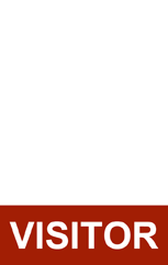 A template id card with a white background and a thick red band at the bottom. VISITOR in bold white capitals is displayed on the red band. Durable PVC, waterproof, wear resistant