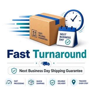 Next business day shipping guarantee for ID badges
