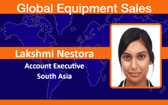 Template ID badge for Global Equipment Sales, Account Executive for South Asia, includes a headshot and world map background; made with durable PVC and wear resistant design