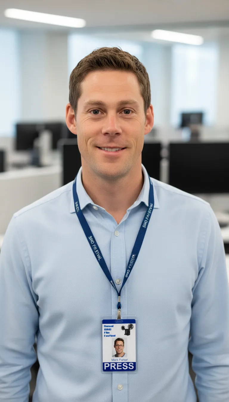 Custom id card for a media representative, issued by the event organizer, highly visible word press in bold.