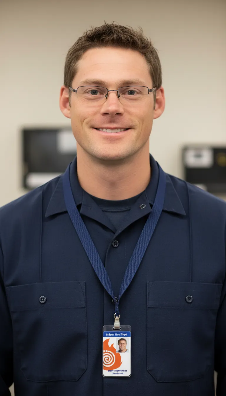 Professional FD ID card with blue and white design, company logo, name, title, and barcode.