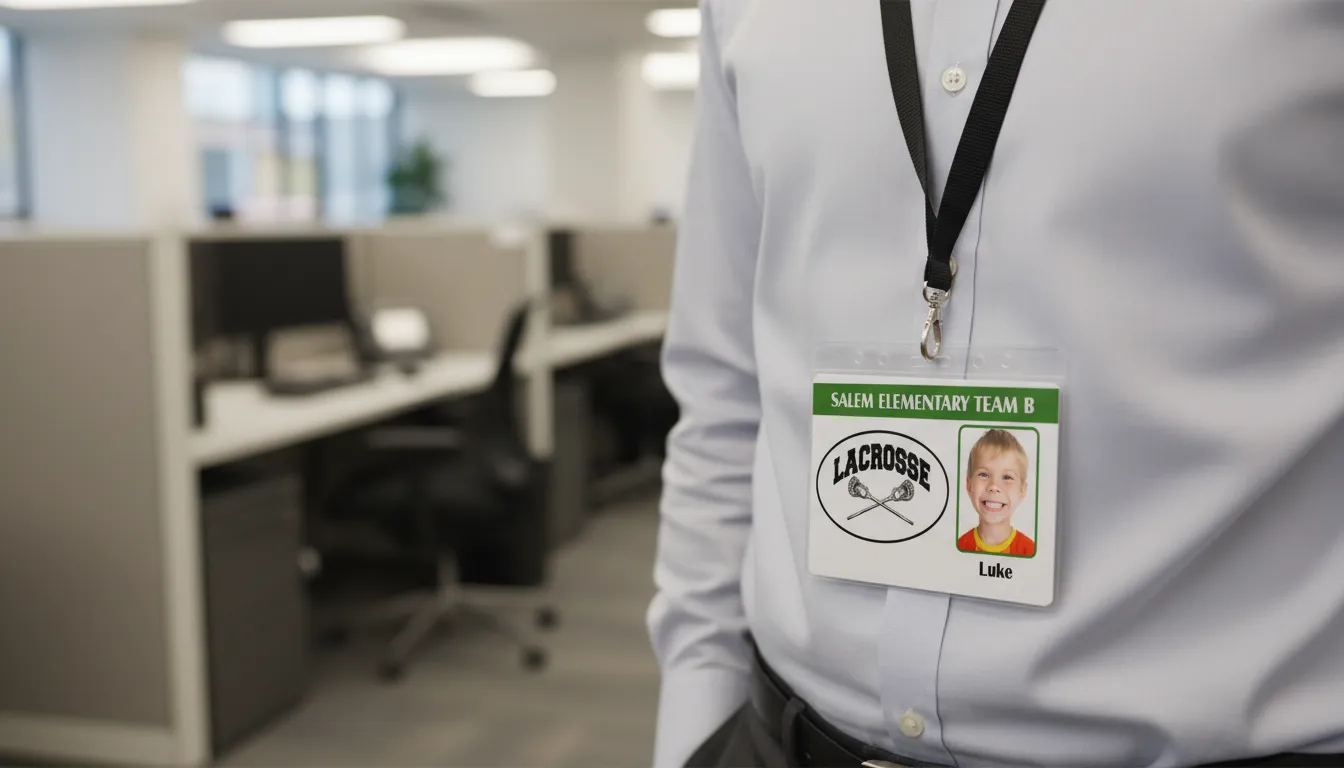 Sport ID card with holographic overlay, green and white design, featuring text fields and barcode.