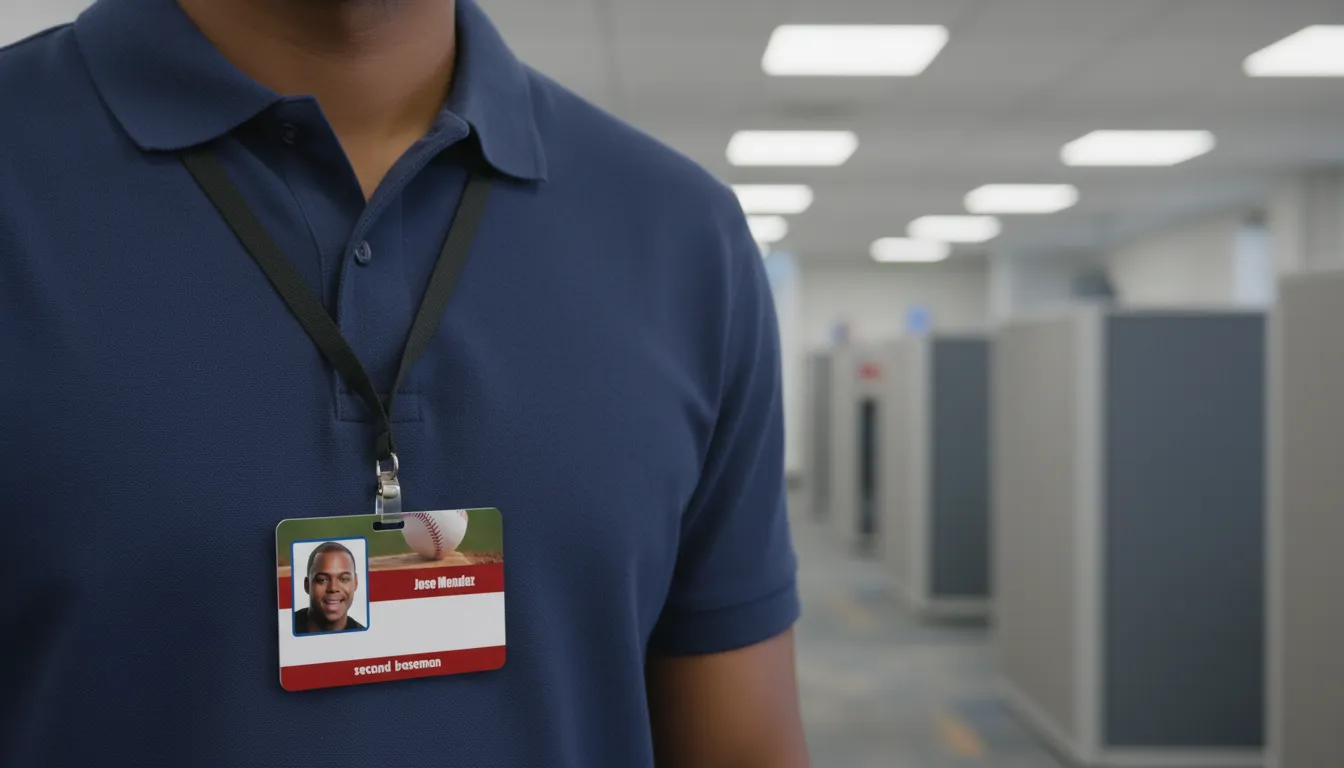 Brown and white golf player id card with holographic overlay, featuring text fields and a circular photo placeholder.