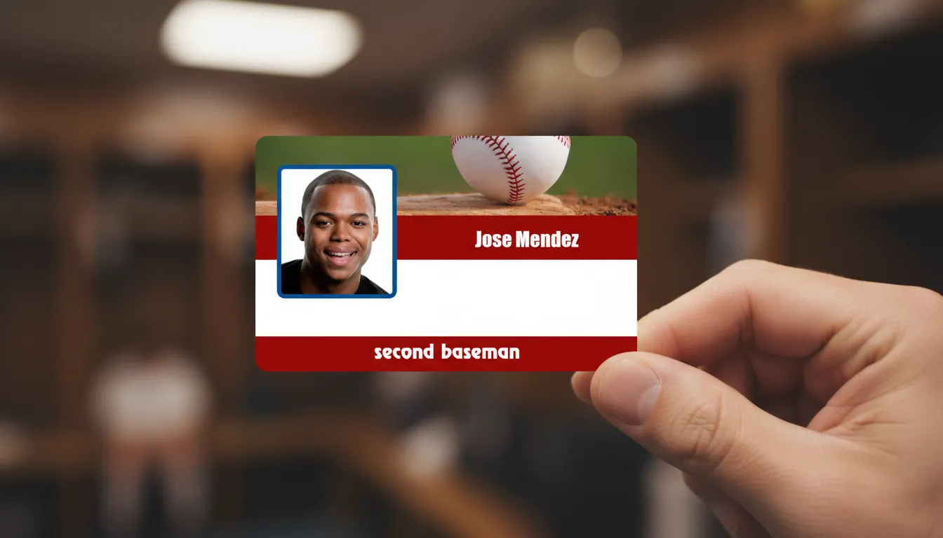 Golf player ID card with brown and white design, featuring text fields and company logo area.