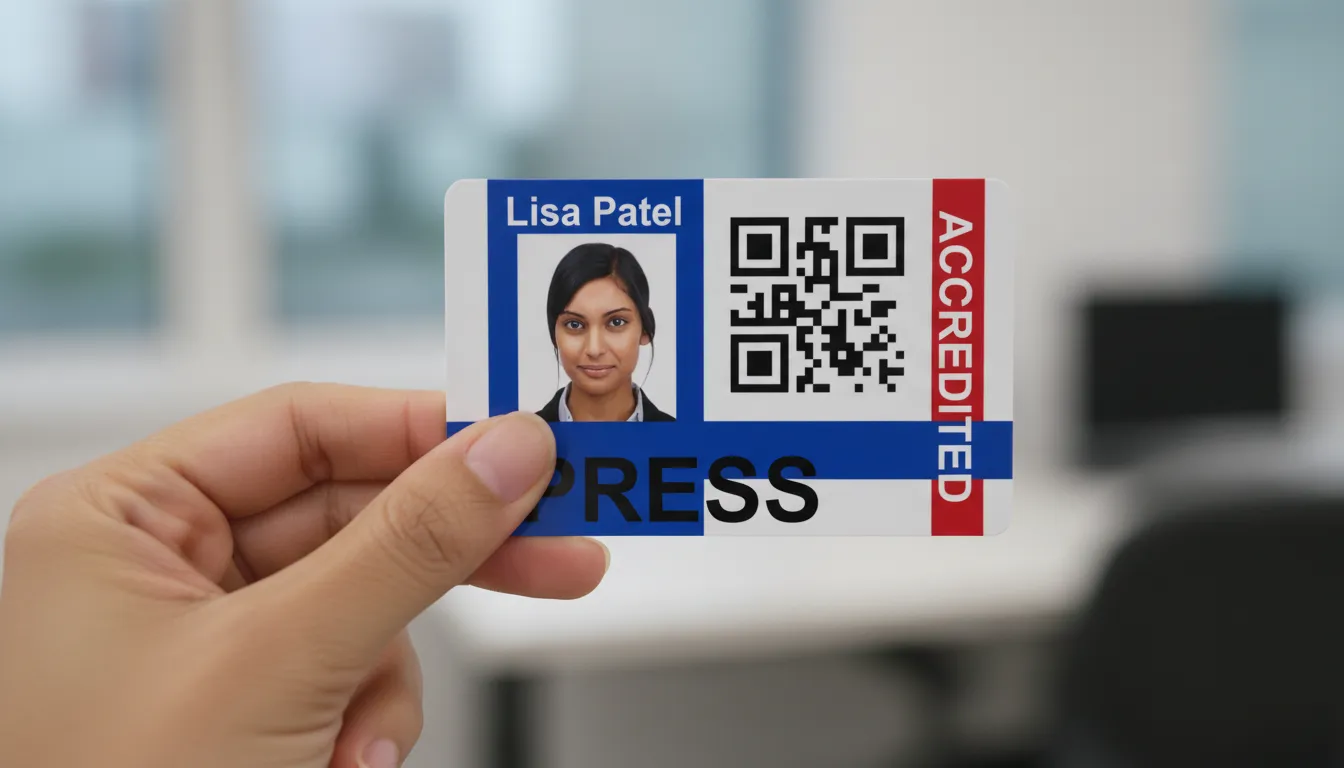 Durable ID card with blue, brown and white design, featuring text fields and a circular photo placeholder.