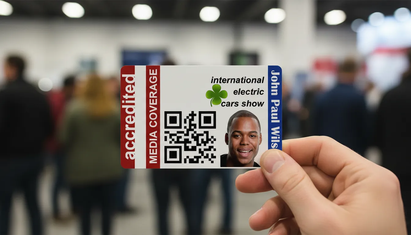 Custom ID card template with brown and white design, featuring logo, text fields, and barcode.