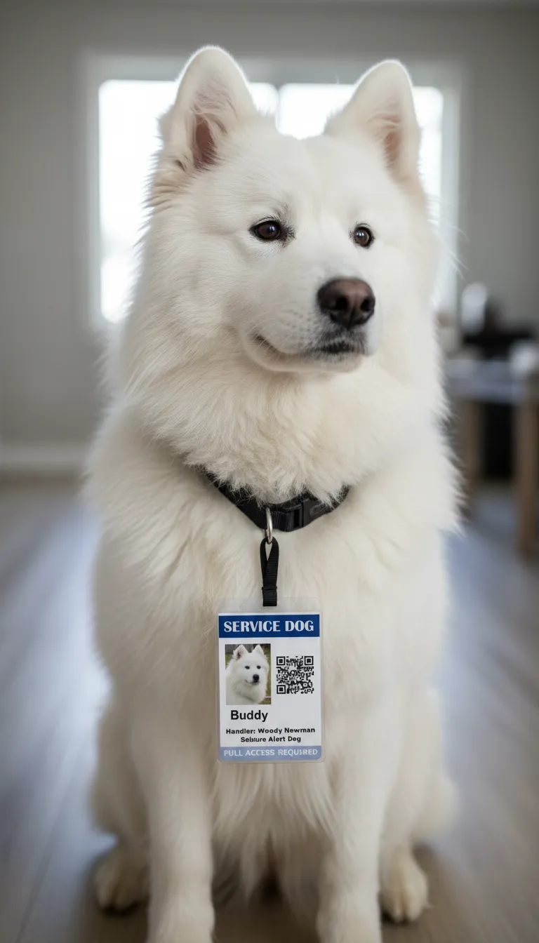 PVC ID badge template with blue and white color design, featuring text fields and a circular photo area.