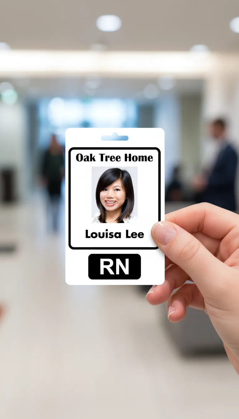 Durable ID card with orange and white design, featuring text fields and square photo placeholder.