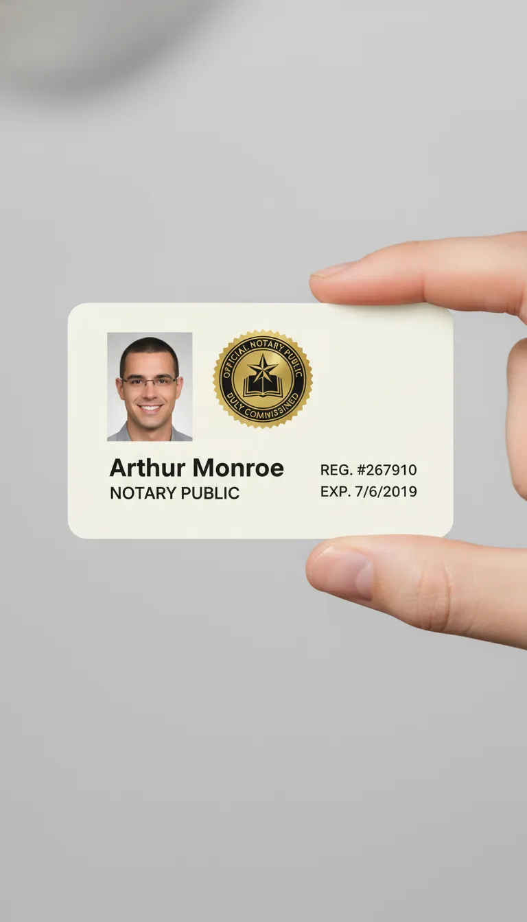 Blue and white PVC ID card template with photo area, name, title, and barcode sections.