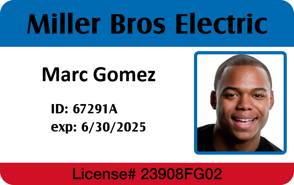 Electric ID badge template preview