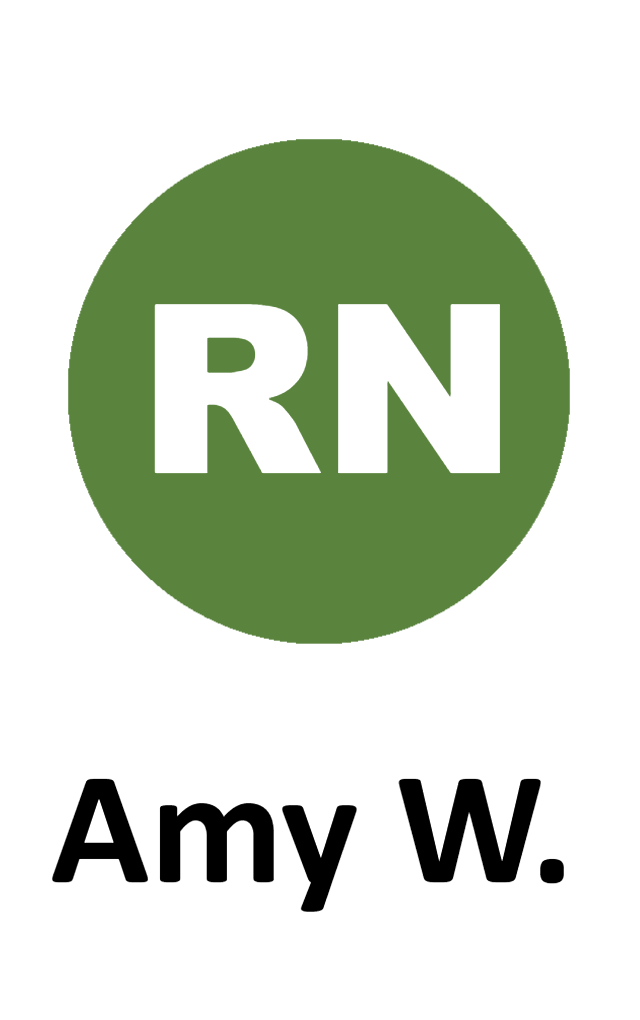 ID badge template featuring a green circle with white "RN" initials above bold black text on white. Durable PVC, waterproof, bend resistant, 40mil thick option
