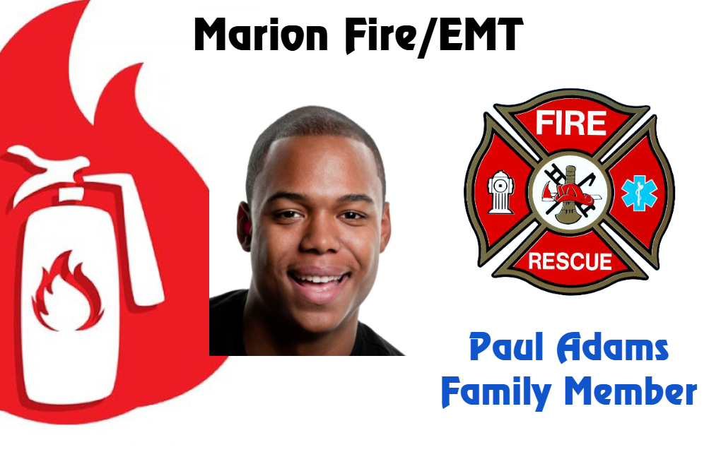Template ID badge with fire extinguisher icon, young man’s photo, and fire rescue emblem; text for family member role. Durable PVC, waterproof, clear overlay option