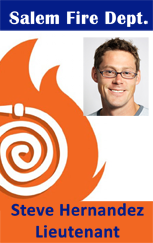 Template ID card for Salem Fire Dept., features badge with flame, portrait of man in glasses, text: Lieutenant. Durable PVC, wear resistant, 40mil thick option